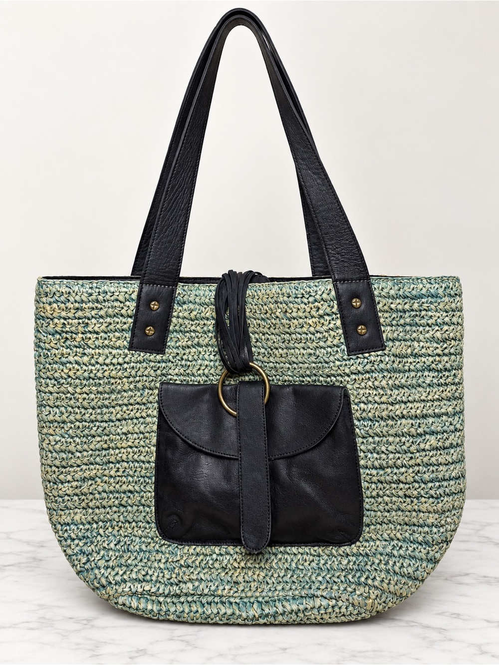 Free People En Riva Raffia Tote Bag EUC